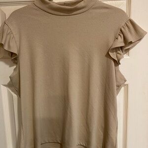 Express Tan Ruffle Sleeve Blouse